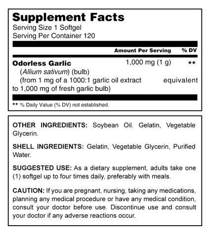 Image of Herbal Secrets Odorless Garlic | 1000 Mg | 120 Softgels