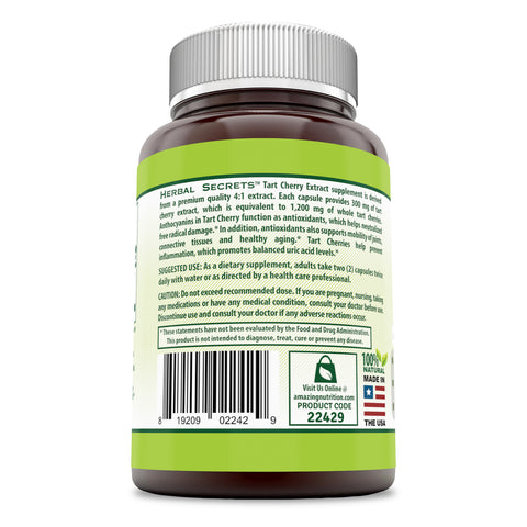 Image of Herbal Secrets Tart Cherry | 1200 Mg | 120 Capsules