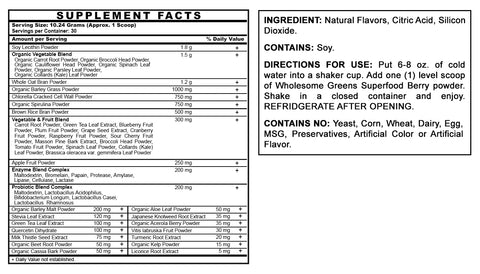 Image of Wholesome Greens Super Food Berry Flavor - 8.5 oz