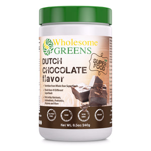 Wholesome Greens Super Food Greens Dutch Chocolate Flavor - 8.5 oz - Amazing Nutrition