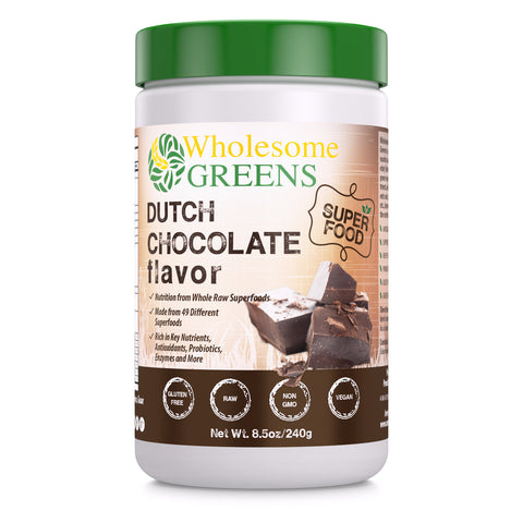 Image of Wholesome Greens Super Food Greens Dutch Chocolate Flavor - 8.5 oz - Amazing Nutrition