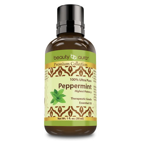 Image of Beauty Aura Peppermint Oil | Therapeutic Grade Essential Oil | 1 Fl. Oz (30 ml)