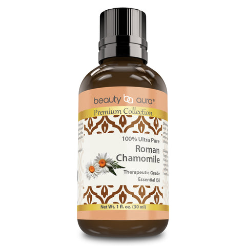 Image of Beauty Aura Roman Chamomile Oil | Therapeutic Grade Essential Oil | 1 Fl. Oz (30 ml) | Premium Collection