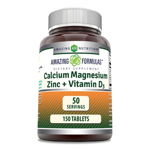Amazing Formulas Calcium Magnesium Zinc + D3| 150 Tablets