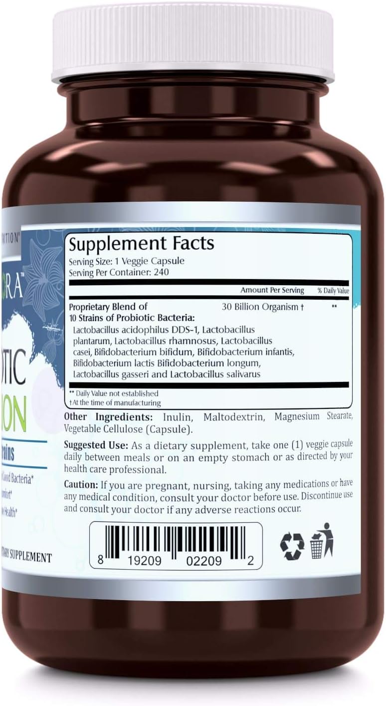 Amazing Flora Probiotic 30 Billion | 10 Strains | 240 Veggie Capsules