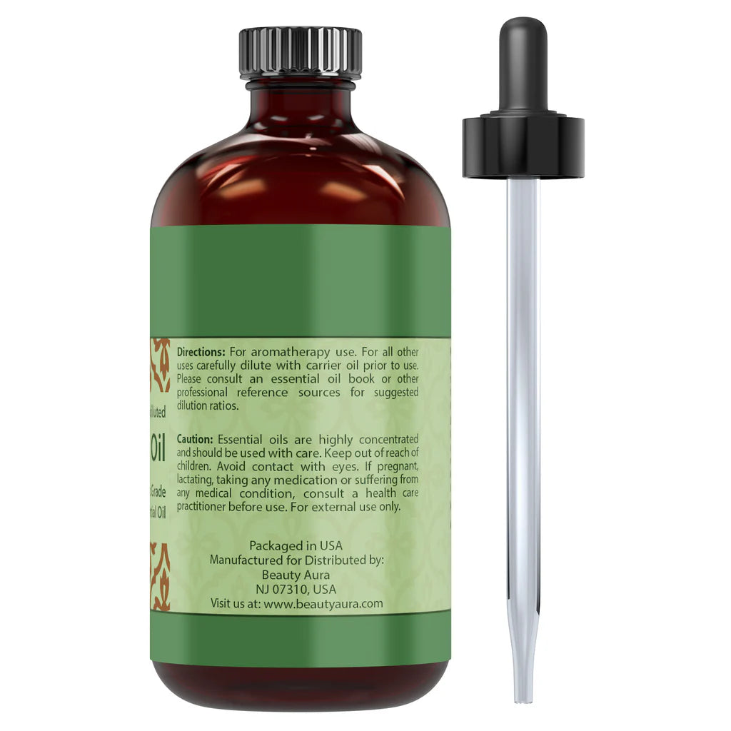 Beauty Aura Neem Oil | Therapeutic Grade Essential Oil | 4 Fl. Oz (118 ml)
