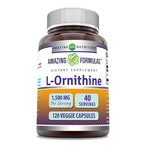 Image of Amazing Formulas L-Ornithine | 1500 Mg Per Serving | 120 Veggie Capsules