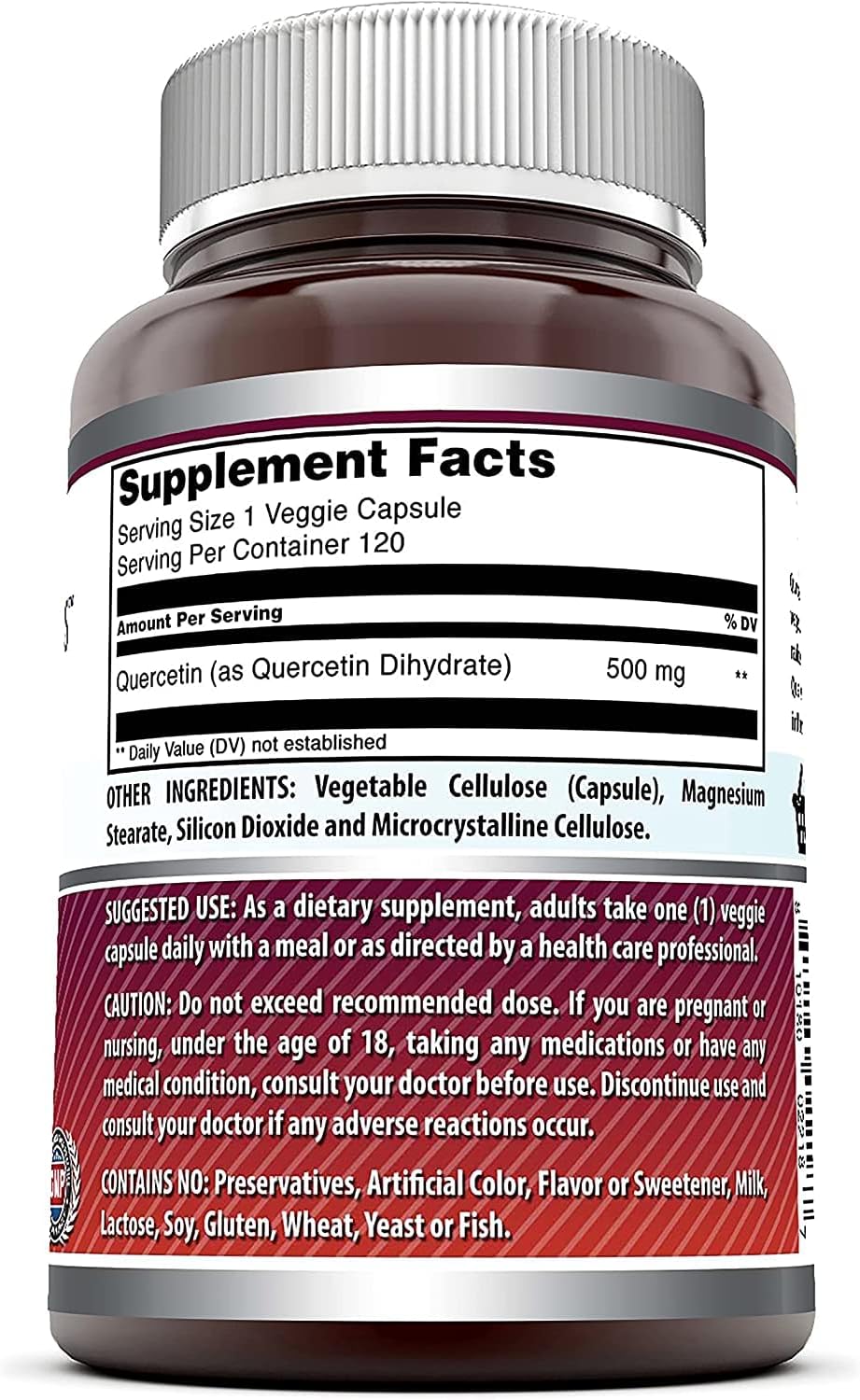 Amazing Formulas Quercetin 500mg Veggie Capsules Supplement (120 Count | 2 Pack)