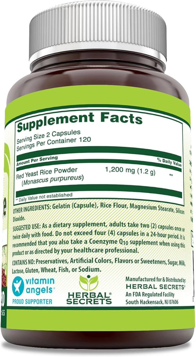 Herbal Secrets Red Yeast Rice | 1200 Mg per Serving | 240 Capsules