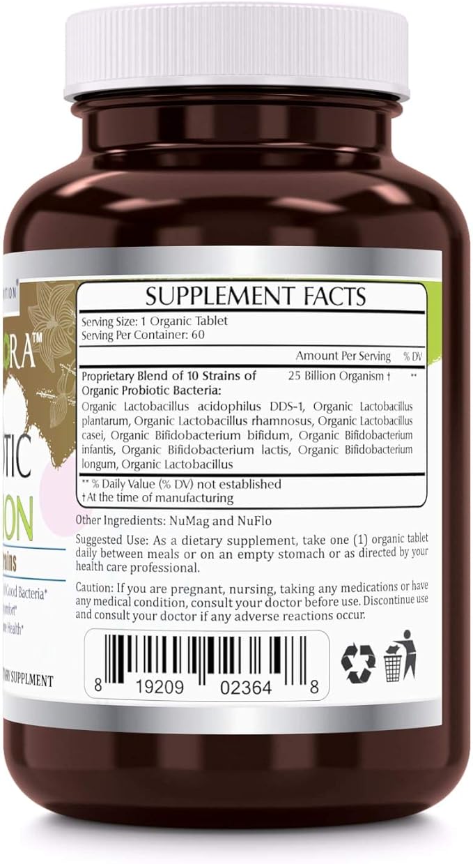 Amazing Flora Probiotic 25 Billion | 10 Strains | 60 Tablets