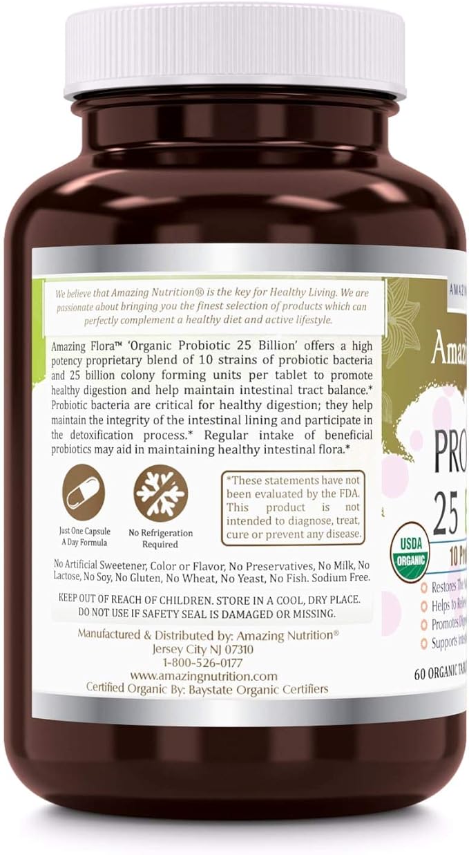 Amazing Flora Probiotic 25 Billion | 10 Strains | 60 Tablets
