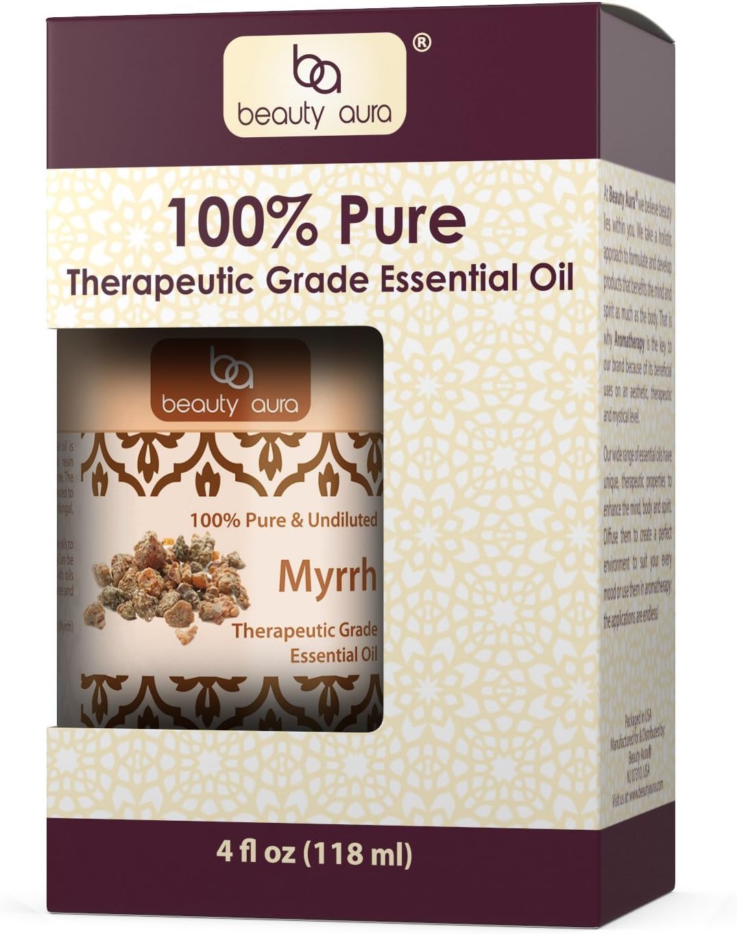 Beauty Aura Myrrh Oil | Therapeutic Grade Essential Oil | 4 Fl. Oz (118 ml)