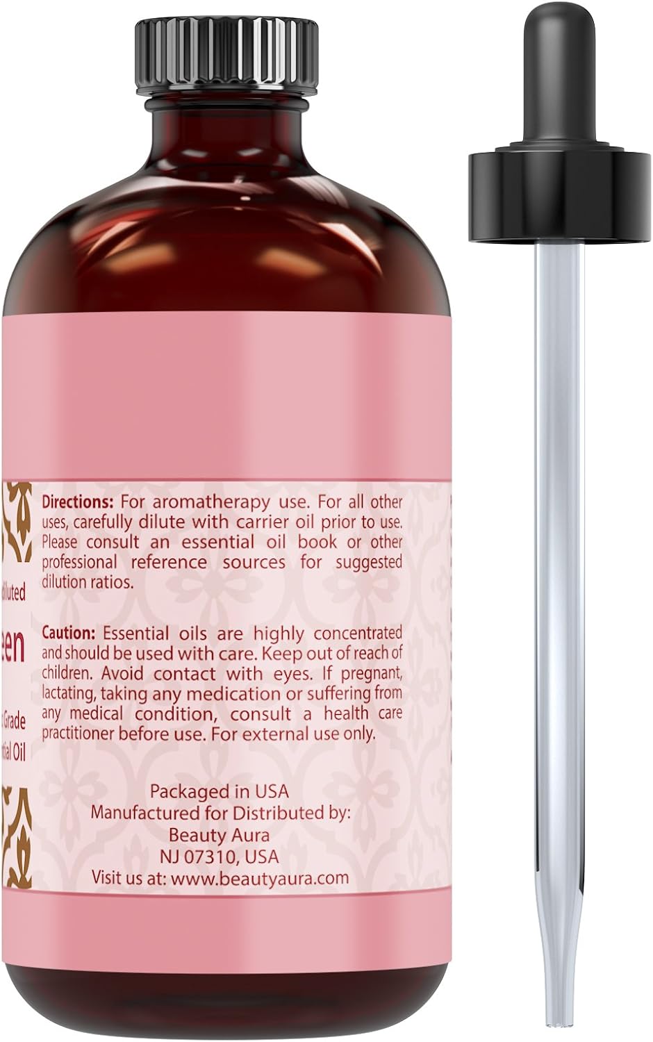 Beauty Aura Wintergreen Oil | Therapeutic Grade Essential Oil | 4 Fl. Oz (118 ml)