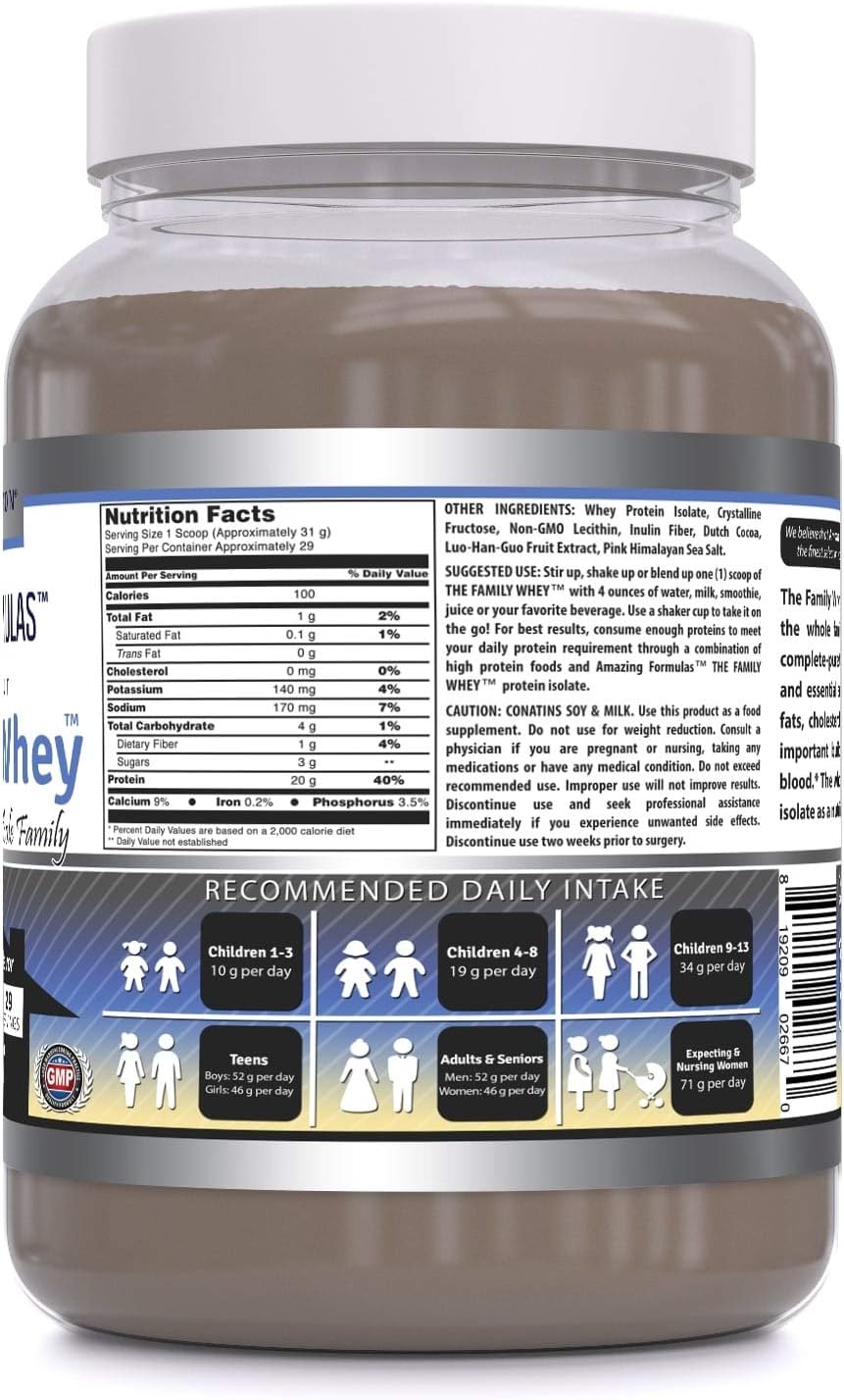Amazing Formulas The Family Whey Isolate Protein  | 20 G per Serving | 2 Lbs (907 G) | Cookies & Cream Flavor