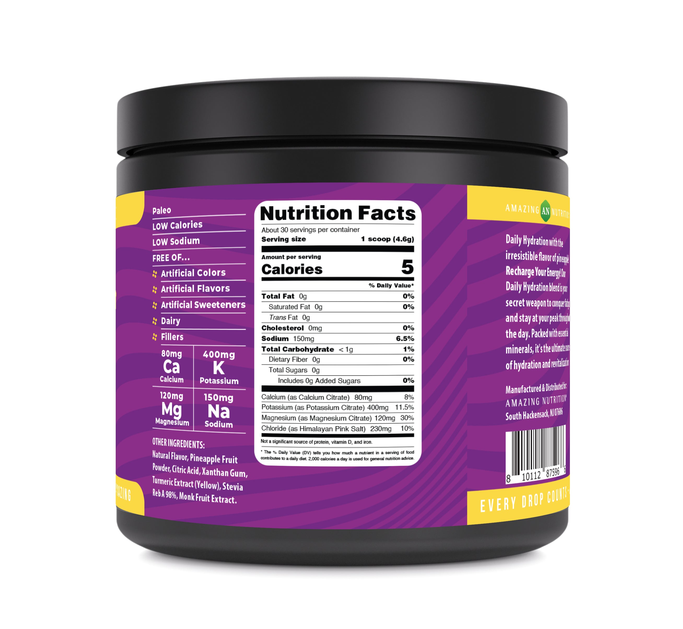 Amazing Nutrition Daily Hydration | Pineapple Flavor | 30 Servings