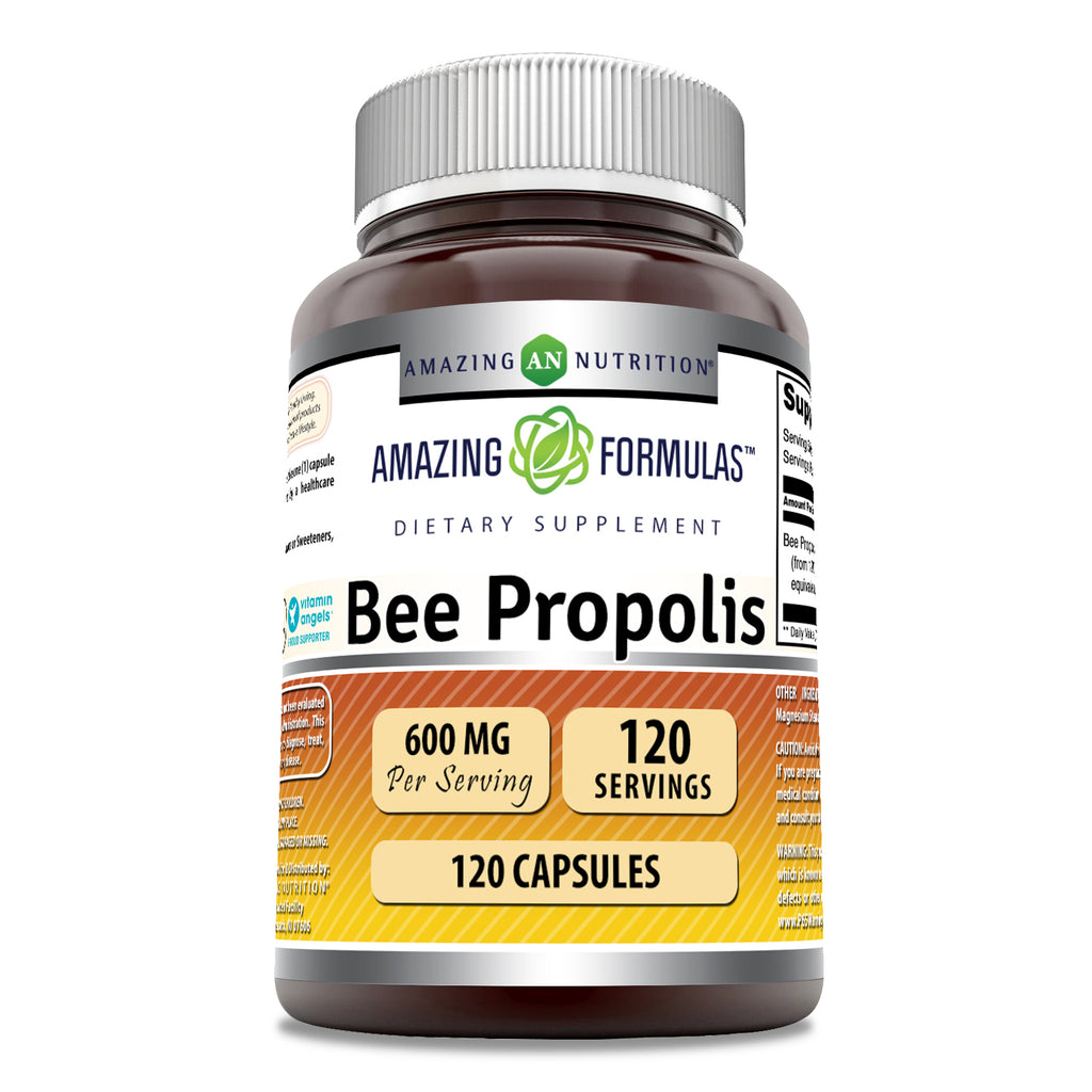 Amazing Formulas Bee Propolis |  600 Mg | 120 Capsules