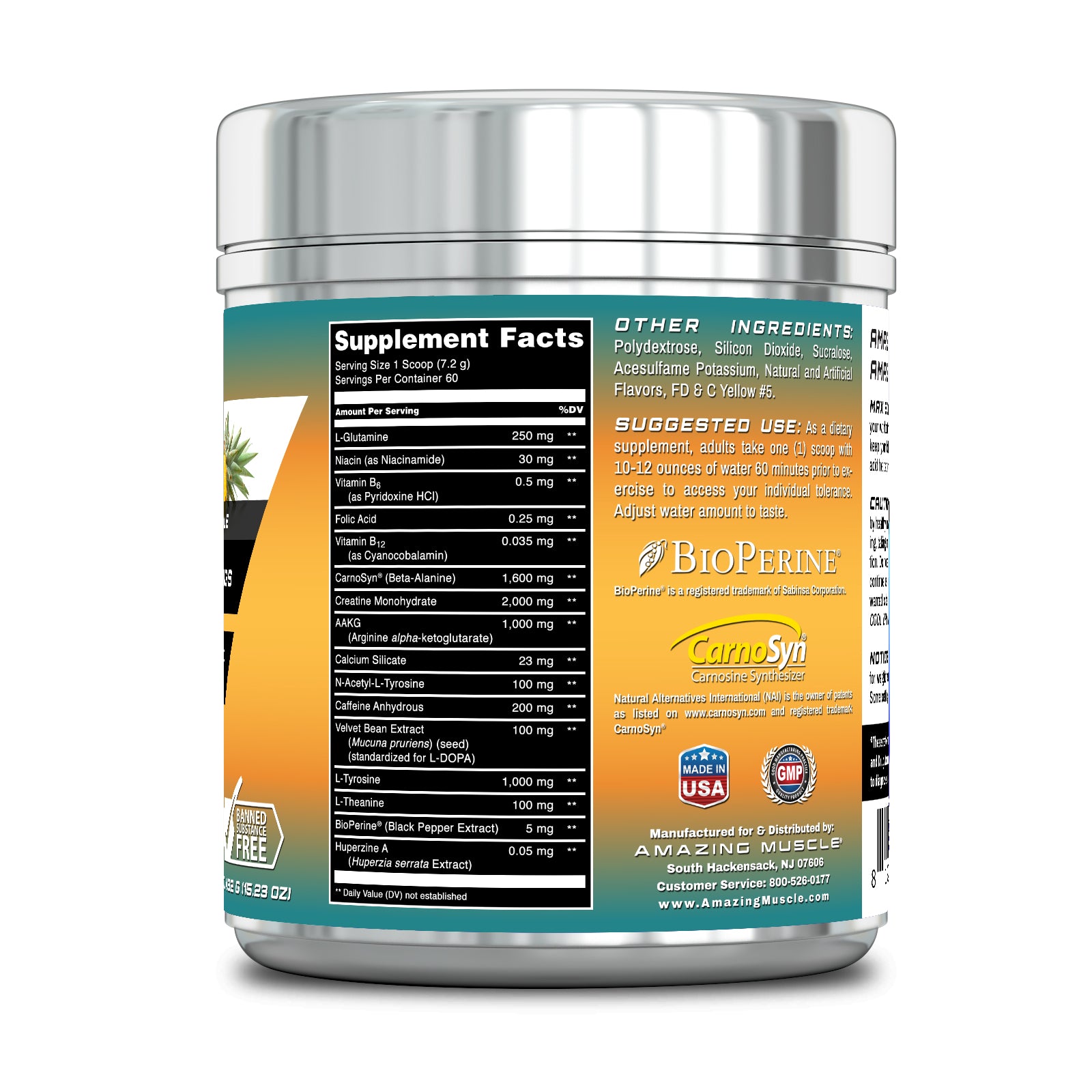 Amazing Muscle Max Boost Pre-Workout Formula | Pineapple Flavor | 60 Servings | 7.2 Grams per Serving