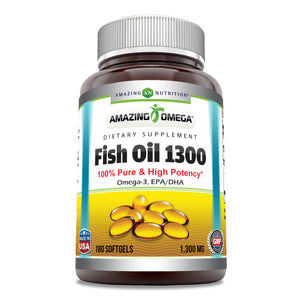 Amazing Omega Fish Oil | Omega-3, EPA/ DHA| 1300 Mg | 180 Softgels