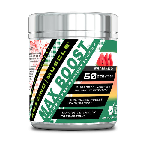 Image of Amazing Muscle Max Boost - Advanced Pre-Workout | 60 Servings | Watermelon