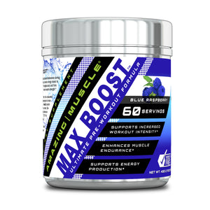 Amazing Muscle Max Boost - Advanced Pre-Workout | 60 Servings | Blue Raspberry