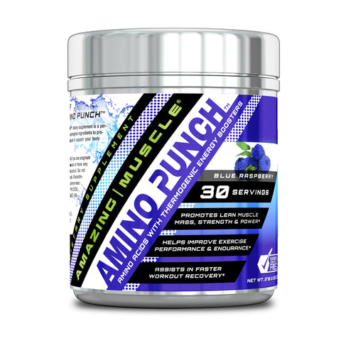 Amazing Muscle Amino Punch | 30 Servings | Blue Raspberry