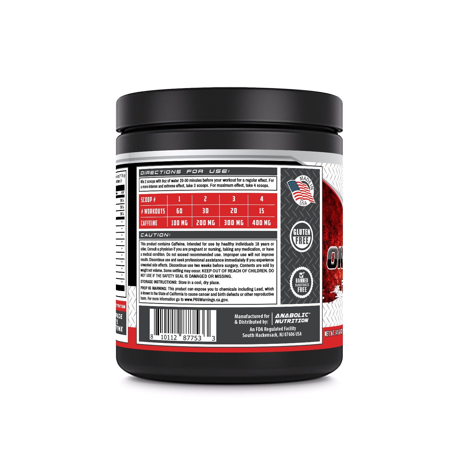 Anabolic Nutrition Onslaught Pre-Workout Supplement | 345 Grams (12.1 Oz) | 30 Servings | Fruit Punch Flavor