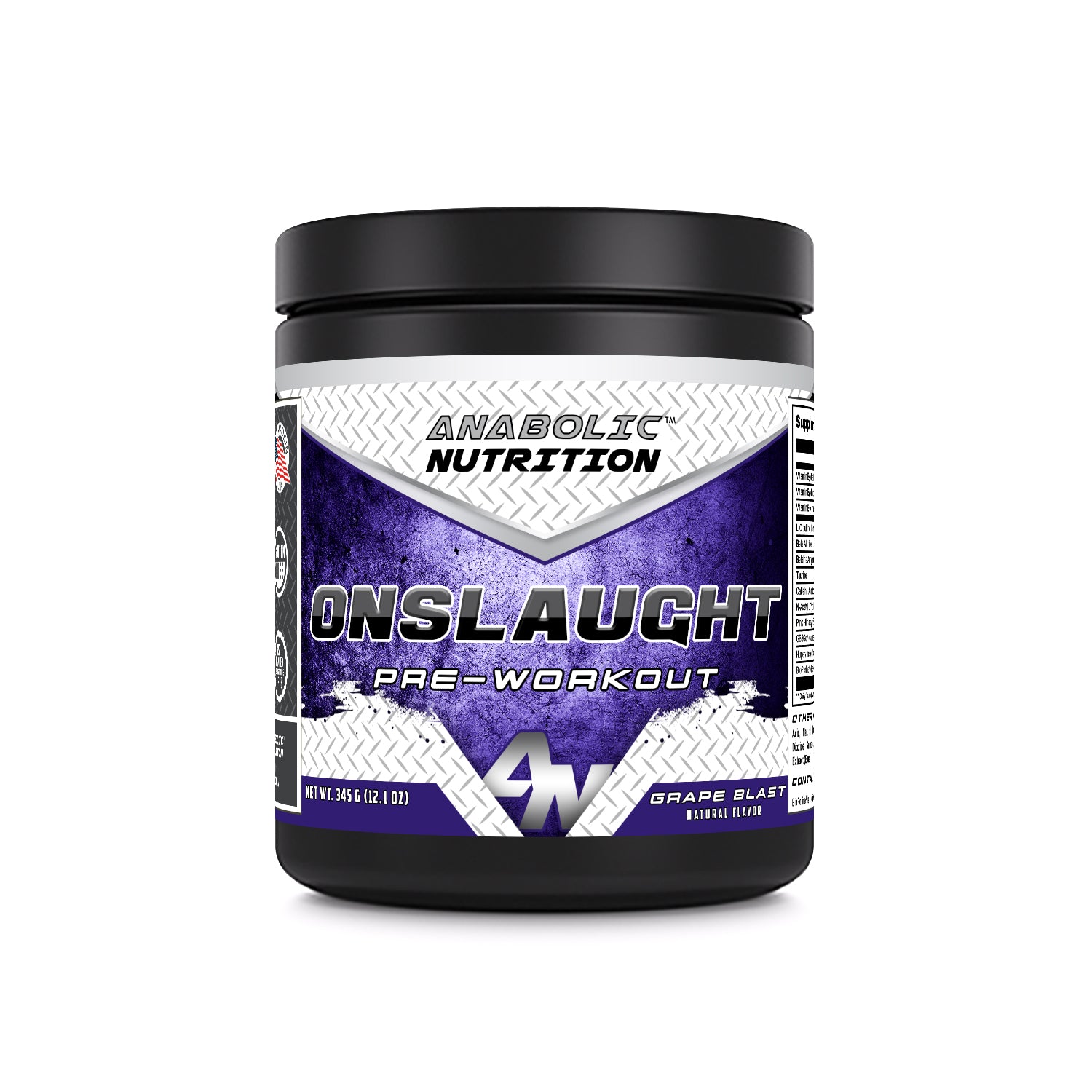 Anabolic Nutrition Onslaught Pre-Workout Supplement | 345 Grams (12.1 Oz) | 30 Servings | Grape Flavor