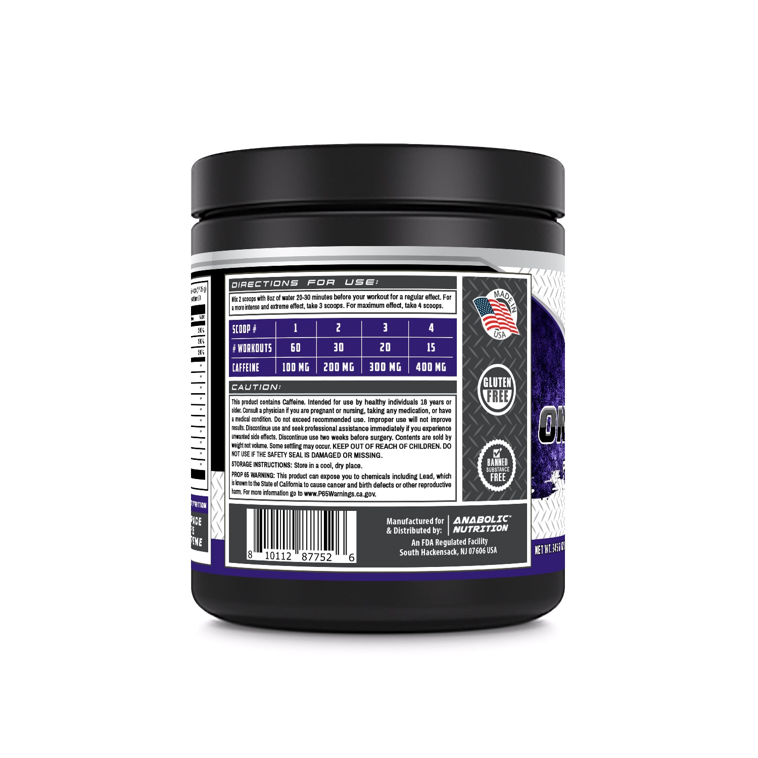 Anabolic Nutrition Onslaught Pre-Workout Supplement | 345 Grams (12.1 Oz) | 30 Servings | Grape Flavor