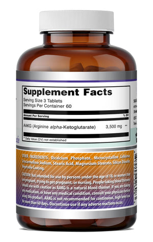 Amazing Formulas AAKG (Arginine Alpha-Ketoglutarate) 3500 Mg per Serving | 180 Tablets