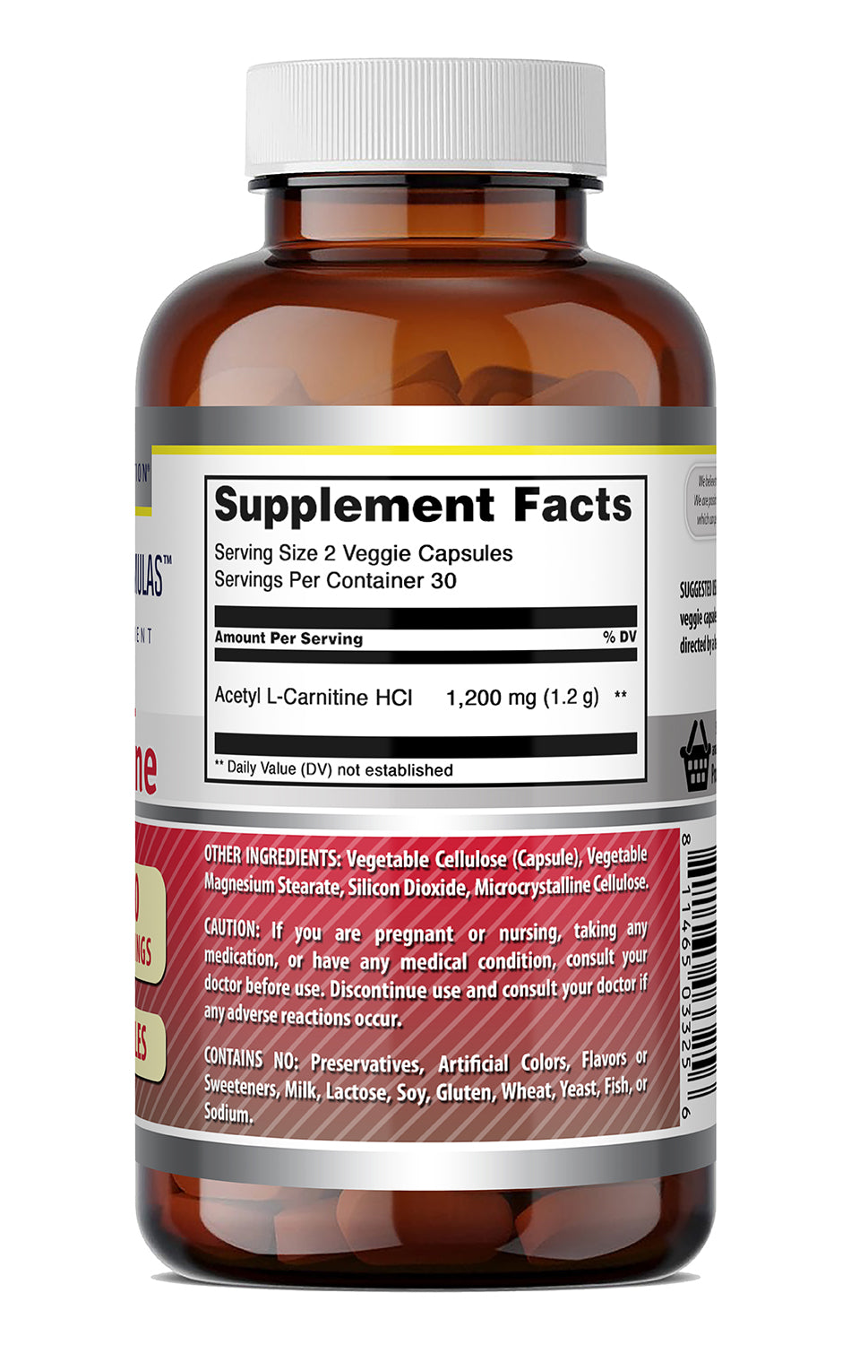 Amazing Formulas Acetyl L-Carnitine 1200 Mg per Serving | 60 Veggie Capsules