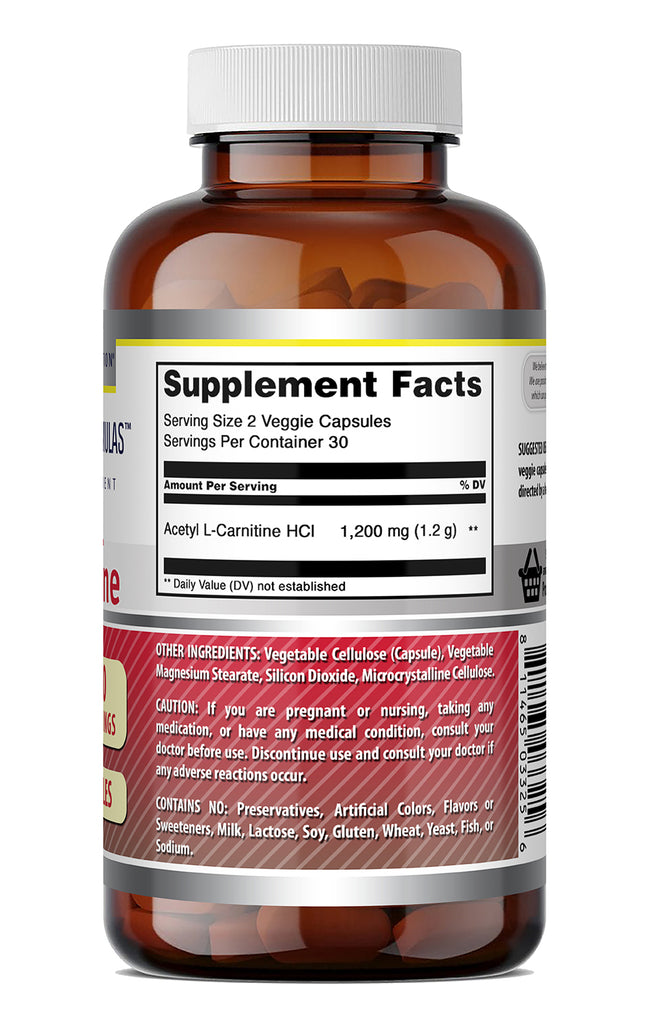 Amazing Formulas Acetyl L-Carnitine 1200 Mg per Serving | 60 Veggie Capsules