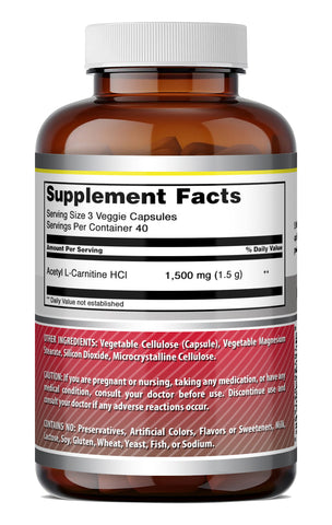 Image of Amazing Formulas Acetyl L-Carnitine 1500 Mg per Serving | 120 Veggie Capsules