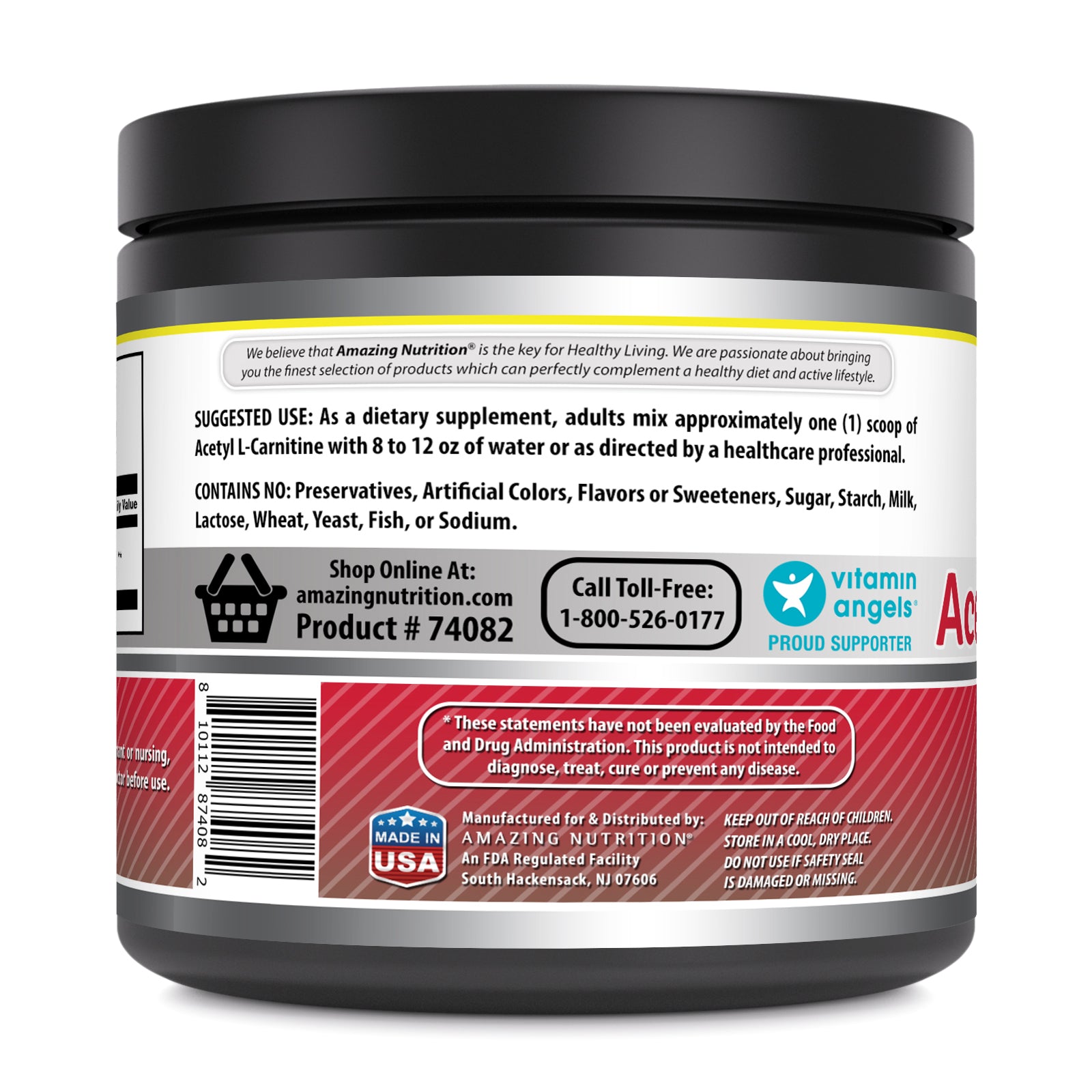 Amazing Formulas Acetyl L-Carnitine | 100 Servings | 3.5 Oz Powder | Unflavored