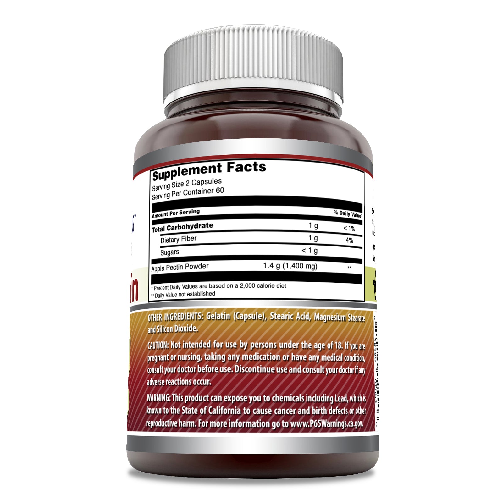 Amazing Formulas Apple Pectin | 1400 mg Per Serving | 120 Capsules