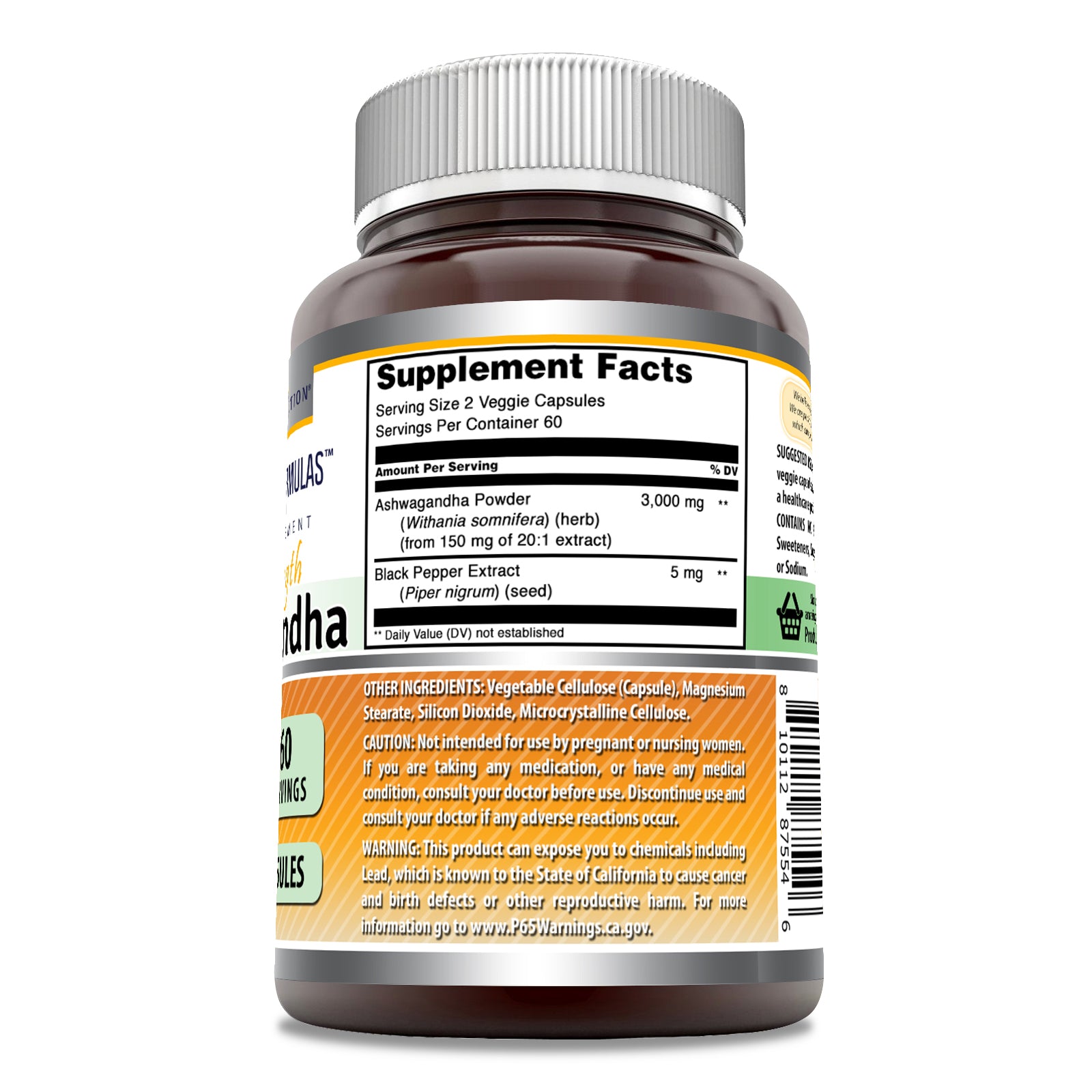 Amazing Formulas Ashwagandha | 3000 Mg Per Serving | Extra Strength | 120 Veggie Capsules