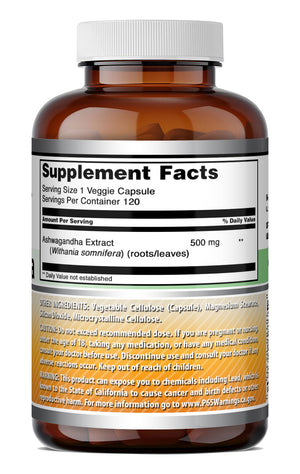 Amazing Formulas Ashwagandha Extract 500 Mg | 120 Veggie Capsules