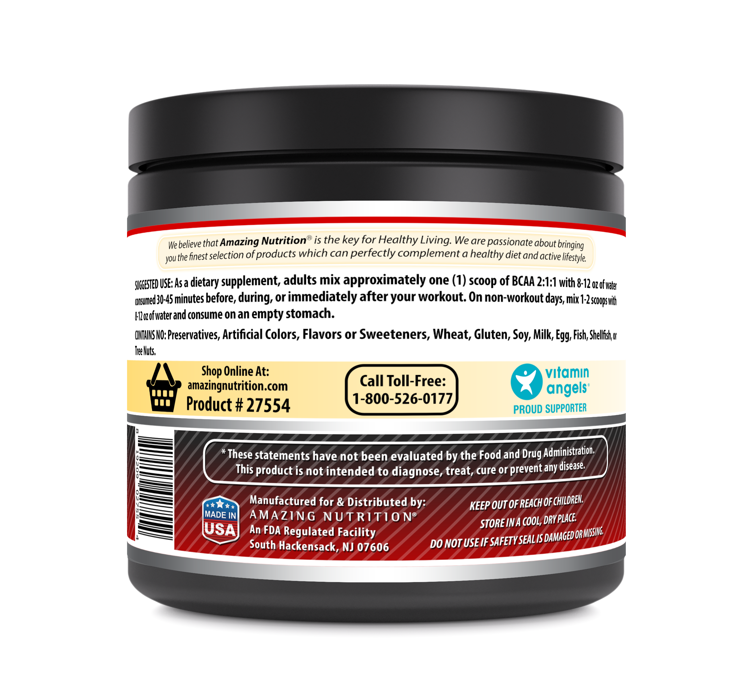 Amazing Formulas BCAA 2:1:1 | 1 Lb | 75 Servings | Unflavored