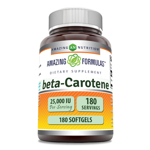 Image of Amazing Formulas Beta-Carotene | 25,000 IU | 180 Softgels