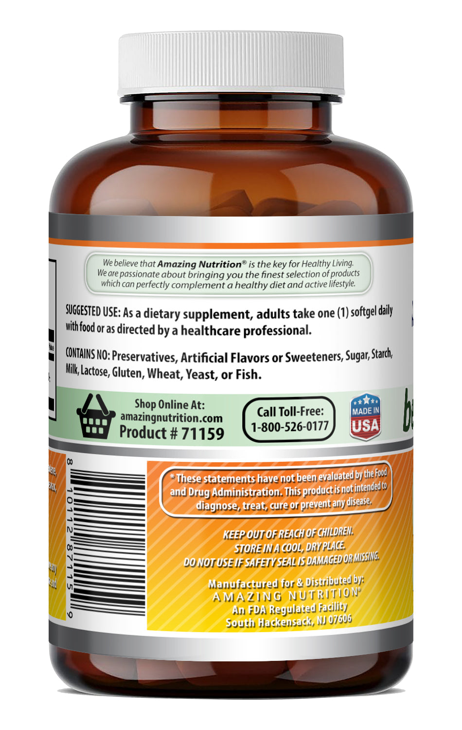 Amazing Formulas Beta-Carotene 25,000 IU | 360 Softgels
