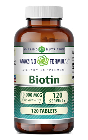 Amazing Formulas Biotin (Vitamin B7) 10,000 Mcg  | 120 Tablets