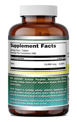 Amazing Formulas Biotin (Vitamin B7) 15,000 Mcg | 240 Tablets