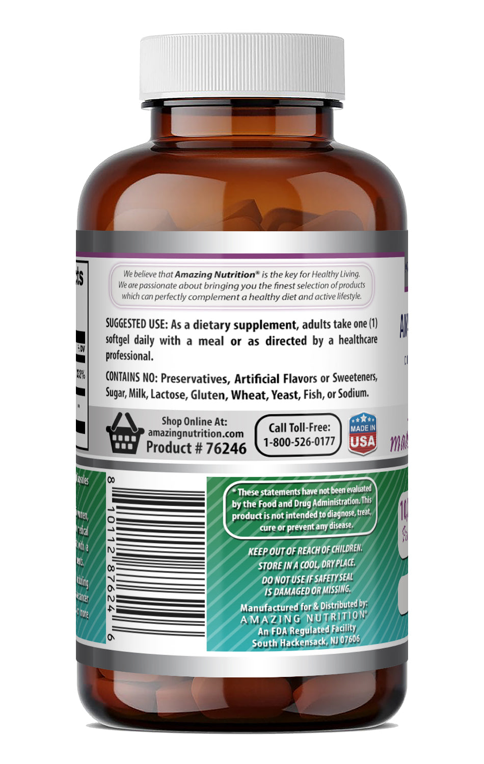 Amazing Formulas Biotin with Organic Coconut Oil 10,000 Mcg | 240 Softgels
