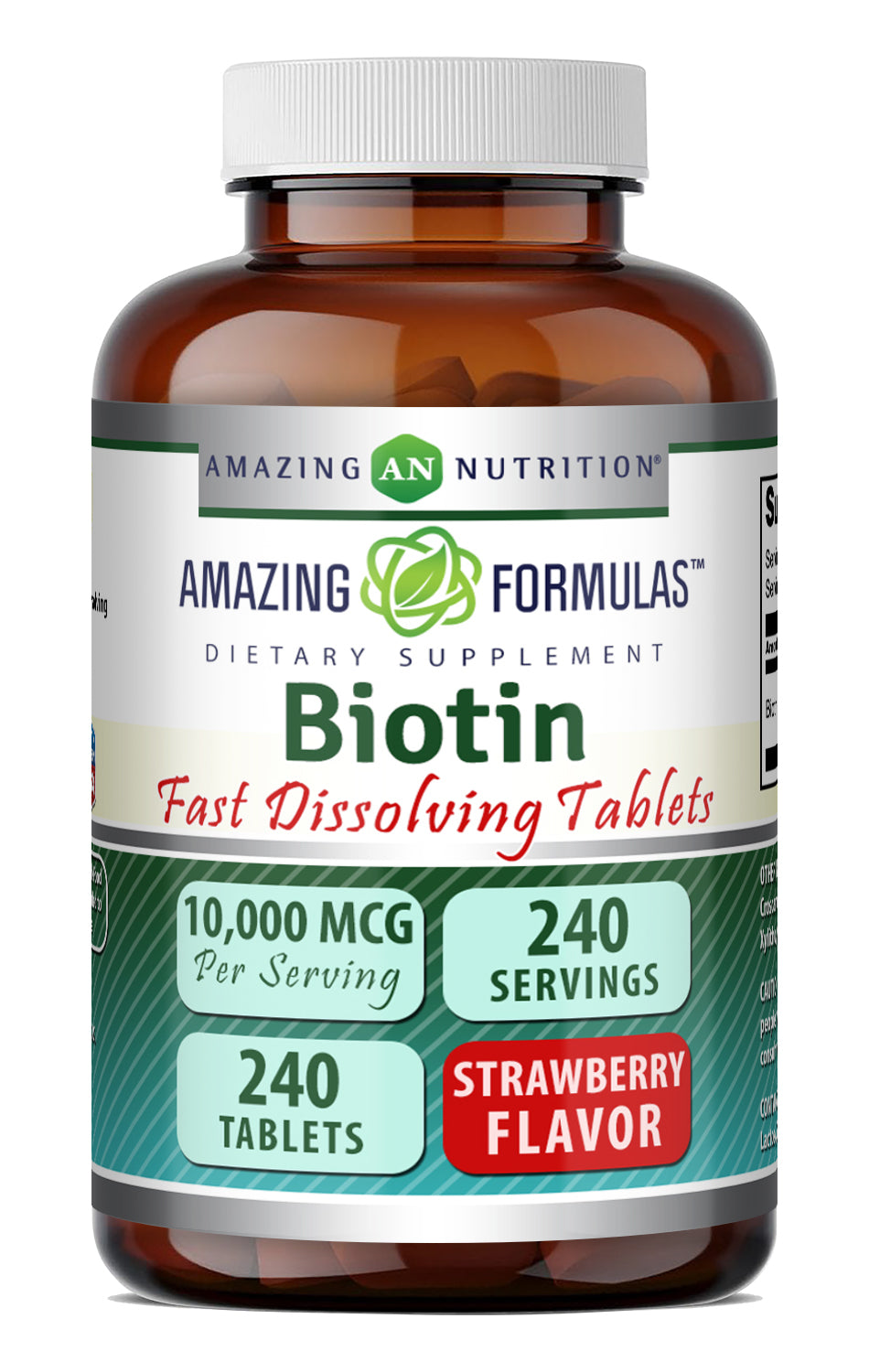 Amazing Formulas Biotin (Vitamin B7) 10,000 Mcg | 240 Fast Dissolve Tablets | Strawberry Flavor