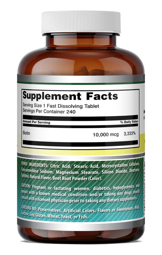 Amazing Formulas Biotin (Vitamin B7) 10,000 Mcg | 240 Fast Dissolve Tablets | Strawberry Flavor