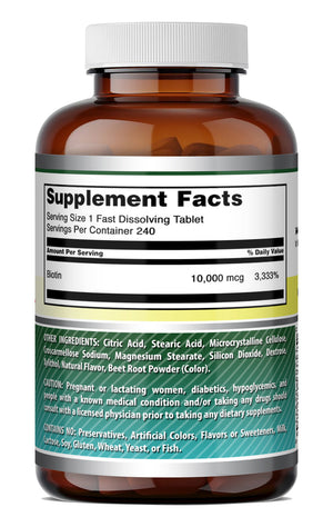 Amazing Formulas Biotin (Vitamin B7) 10,000 Mcg | 240 Fast Dissolve Tablets | Strawberry Flavor