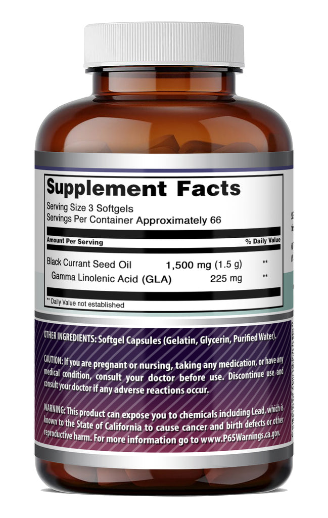 Amazing Formulas Black Currant Oil with GLA (Gamma-Linolenic Acid) | 1500 Mg Per Serving  | 200 Softgels