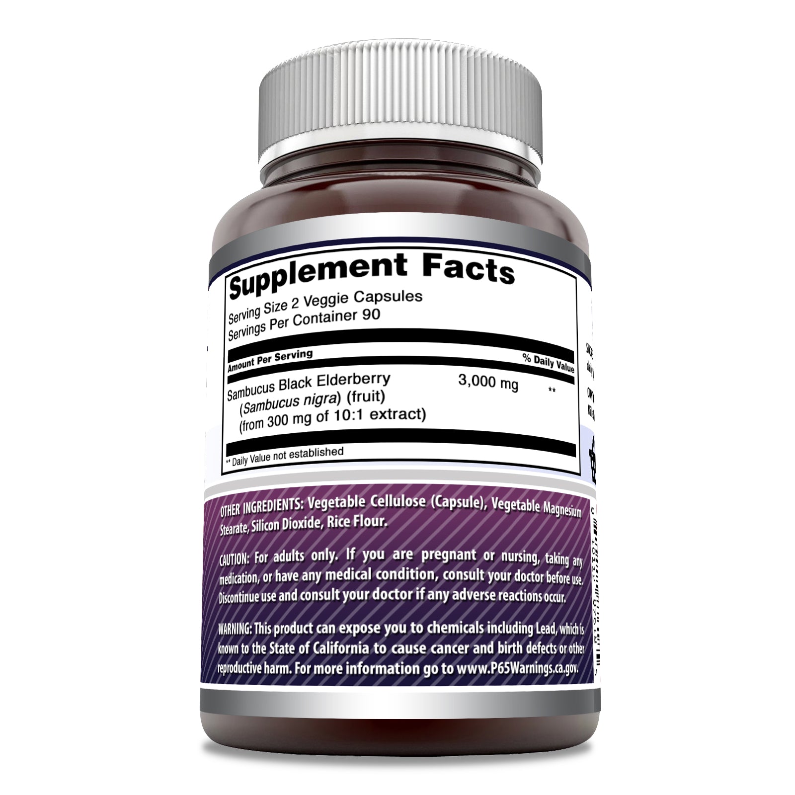 Amazing Formulas Black Elderberry | 3000 Mg Per Serving | 180 Veggie Capsules