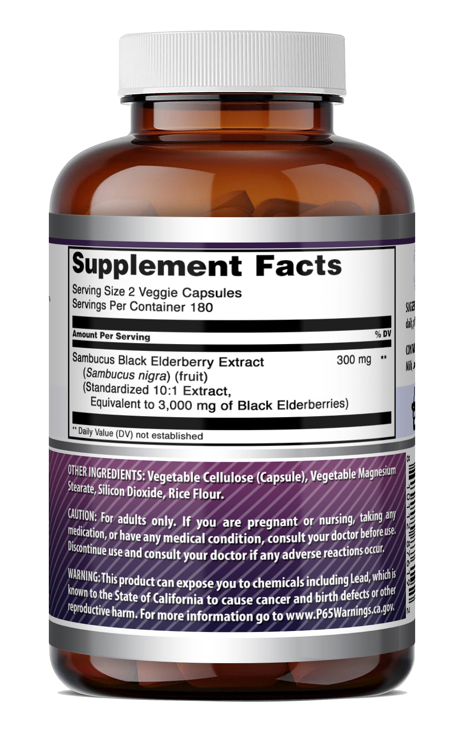 Amazing Formulas Sambucus Black Elderberry | 300 Mg Extract 10:1 (3000 Mg Equivalent) per Serving | 360 Veggie Capsules