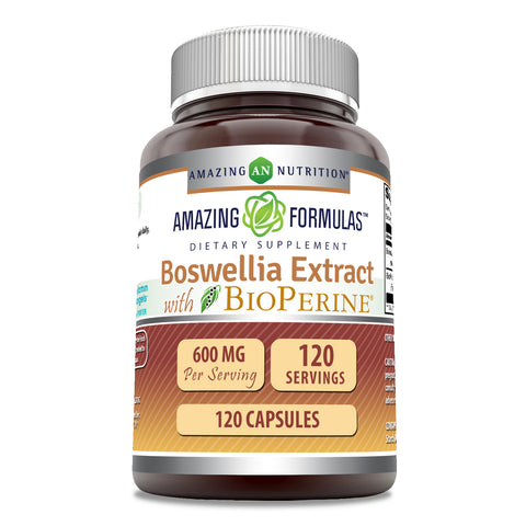 Image of Amazing Formulas Boswellia Extract with BioPerine | 600 Mg | 120 Capsules