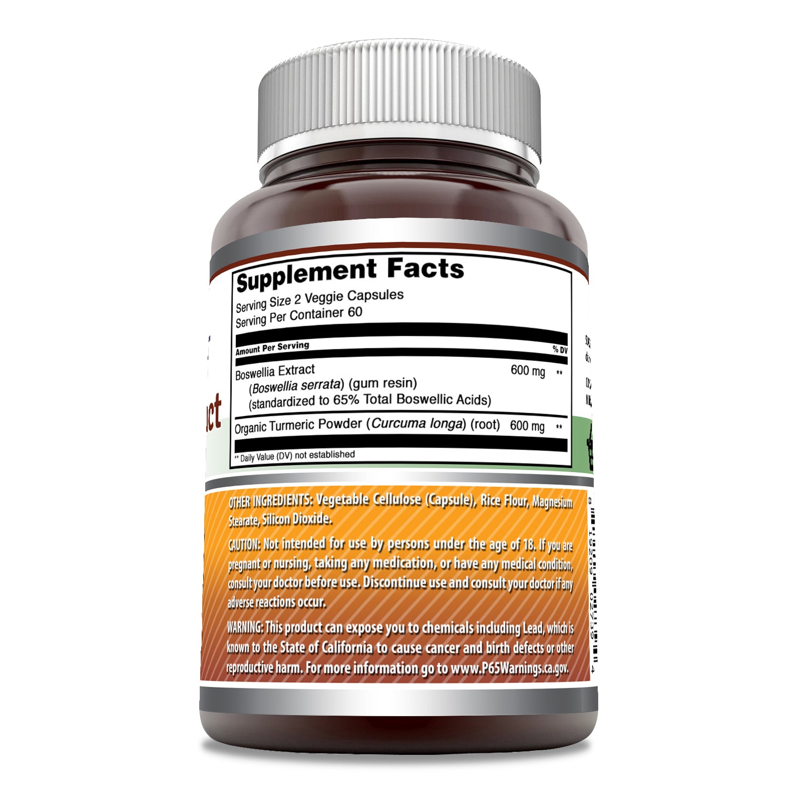 Amazing Formulas Boswellia With Turmeric | 1200 Mg Per Serving | 120 Veggie Capsules
